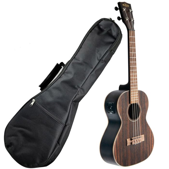 Ukulele Tenore Ebano Striped Elettrificato con Custodia KALA KA-EBY-TE