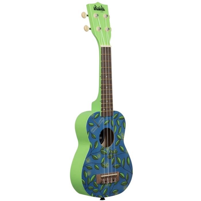 Ukulele Soprano KALA Uk-Nightlight Ukulele Soprano Verde con Grafiche Satinato con Borsa