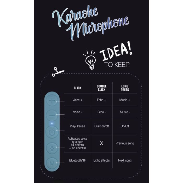 Microfono Karaoke con Effetti Luce e Bluetooth Karma SNG Nero