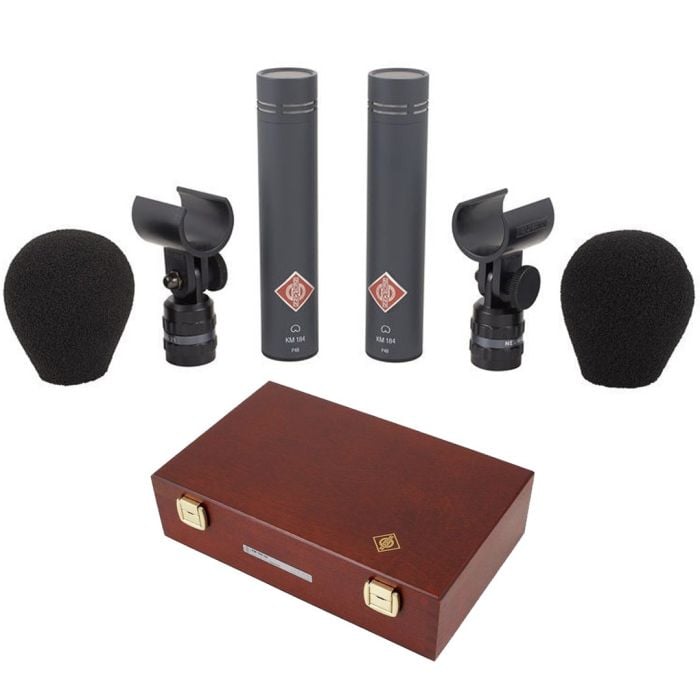 Coppia microfoni a diaframma stretto + 2 clamp + antivento + custodia Neumann KM 184 MT Stereo Set