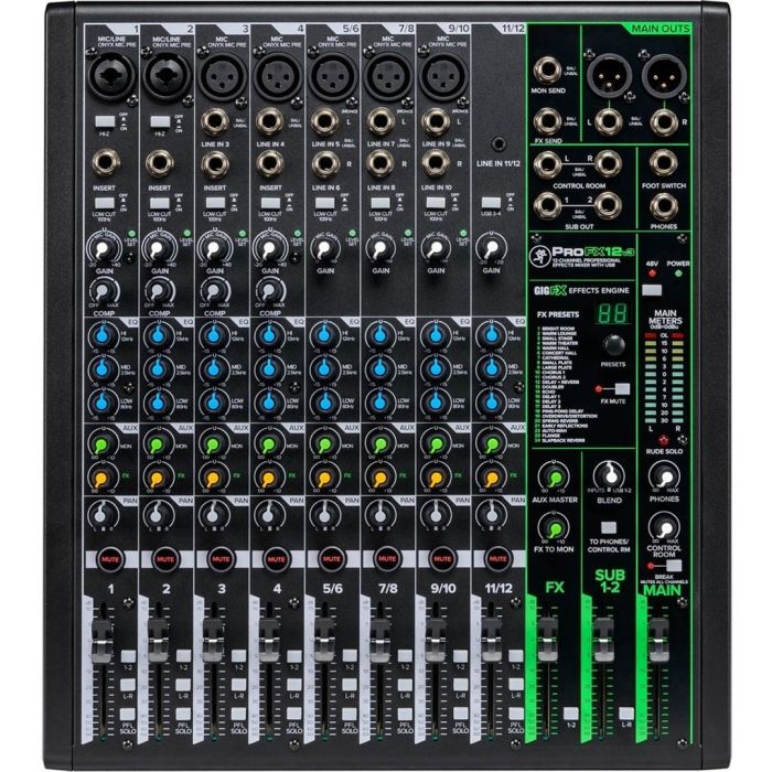Mixer Passivo Professionale 12 Canali USB con Effetti Mackie ProFX12v3