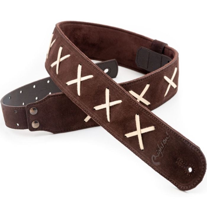 Tracolla in Pelle per Chitarra e Basso Marrone RightOn! Straps Legend DG Brown