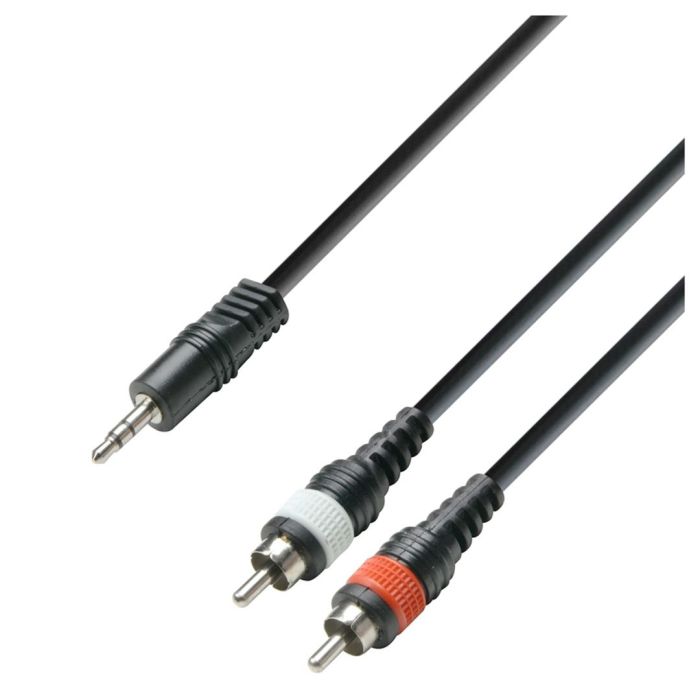 Cavo Audio Jack stereo da 3,5 mm a 2 x RCA maschio 3 m Adam Hall Cables K3 YWCC 0300 Adam Hall Cables K3 YWCC 0300 - Cavo Audio Jack stereo da 3,5 mm a 2 x RCA maschio 3 m