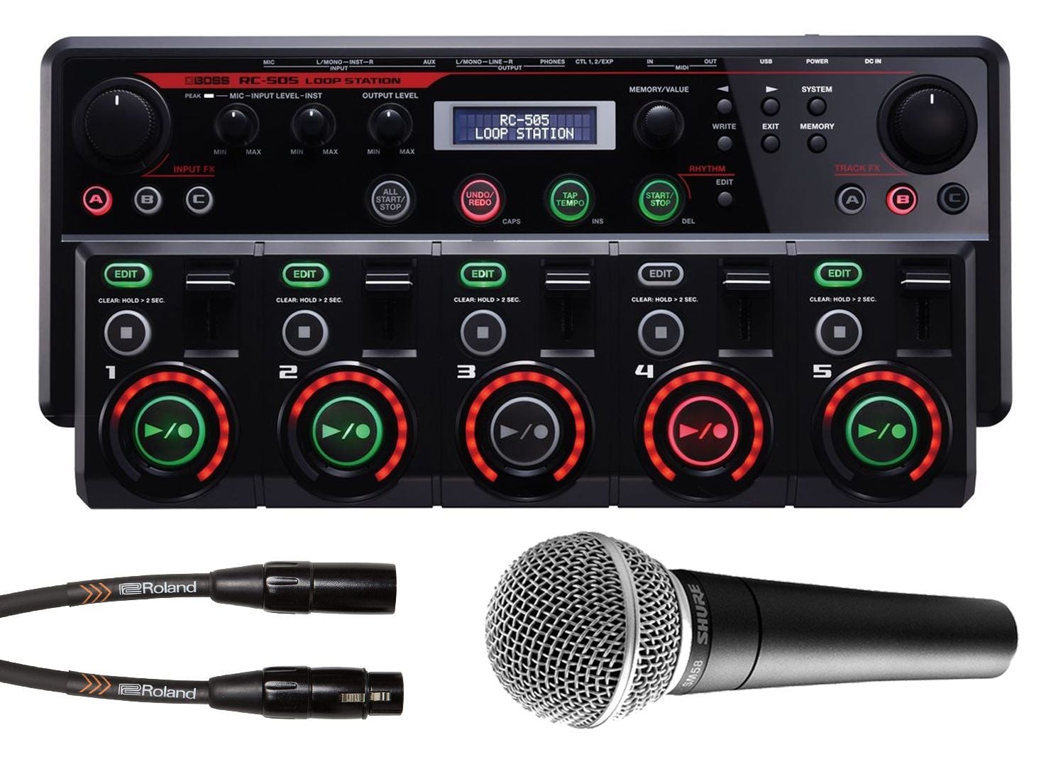 BOSS RC505 Loop Station, Microfono SHURE SM58, Cavo Microfonico