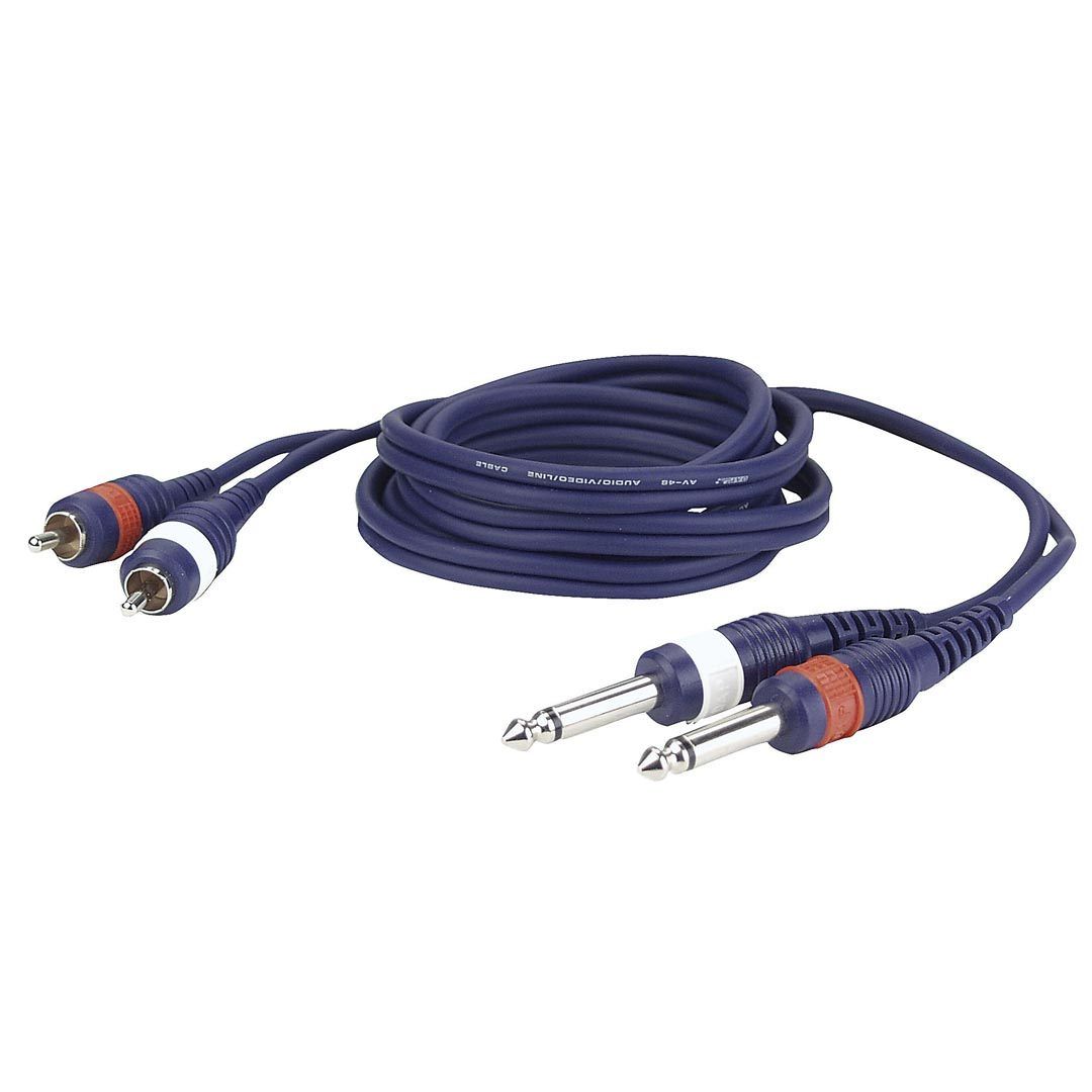 Youii Cavo Audio 6,35mm Jack TS Mono A 2 RCA Maschio – 3 Metri – Per Chitarra, Mixer, Amplificatore